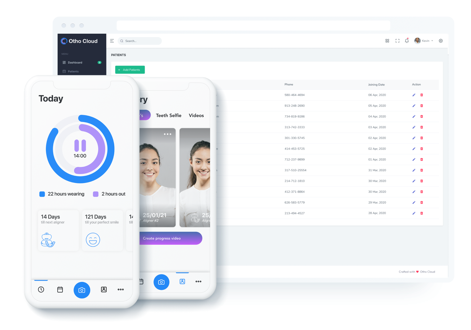 Aligner Smile Tracker app and Dentist admin